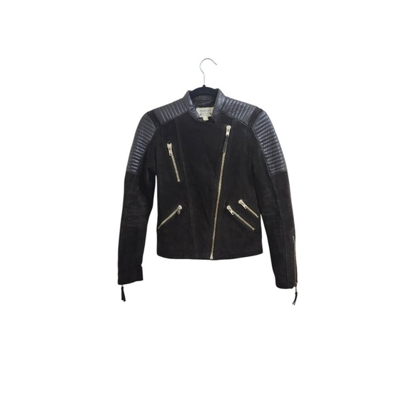 Mango Leather Jacket XXS / Brown with Gold Hardware - Biker Style - Picture 3 of 14